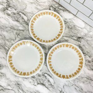 Vintage Corelle Livingware 1970's Butterfly Gold Bread & Butter Plates, set of 3